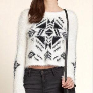 Hollister El Porto Beach Tribal Fuzzy Crop Sweater